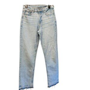 AE Super High-Rise Straight Baggy Stretch Jean Released Hem Light Wash Sz 4